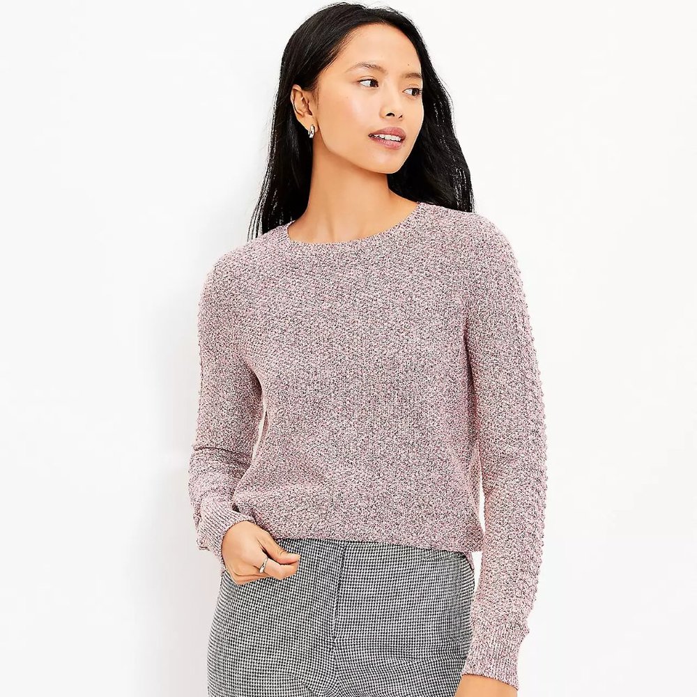 LOFT Marled Bobble Sleeve Sweater